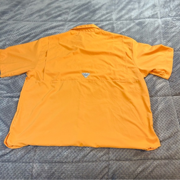 Columbia PFG Fishing Shirt Men's Orange Short Sleeve Vented Sun Protection - Picture 9 of 10